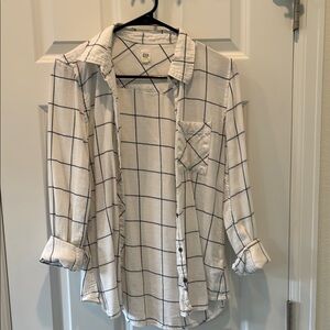 GAP White Shirt with Black Grid Pattern